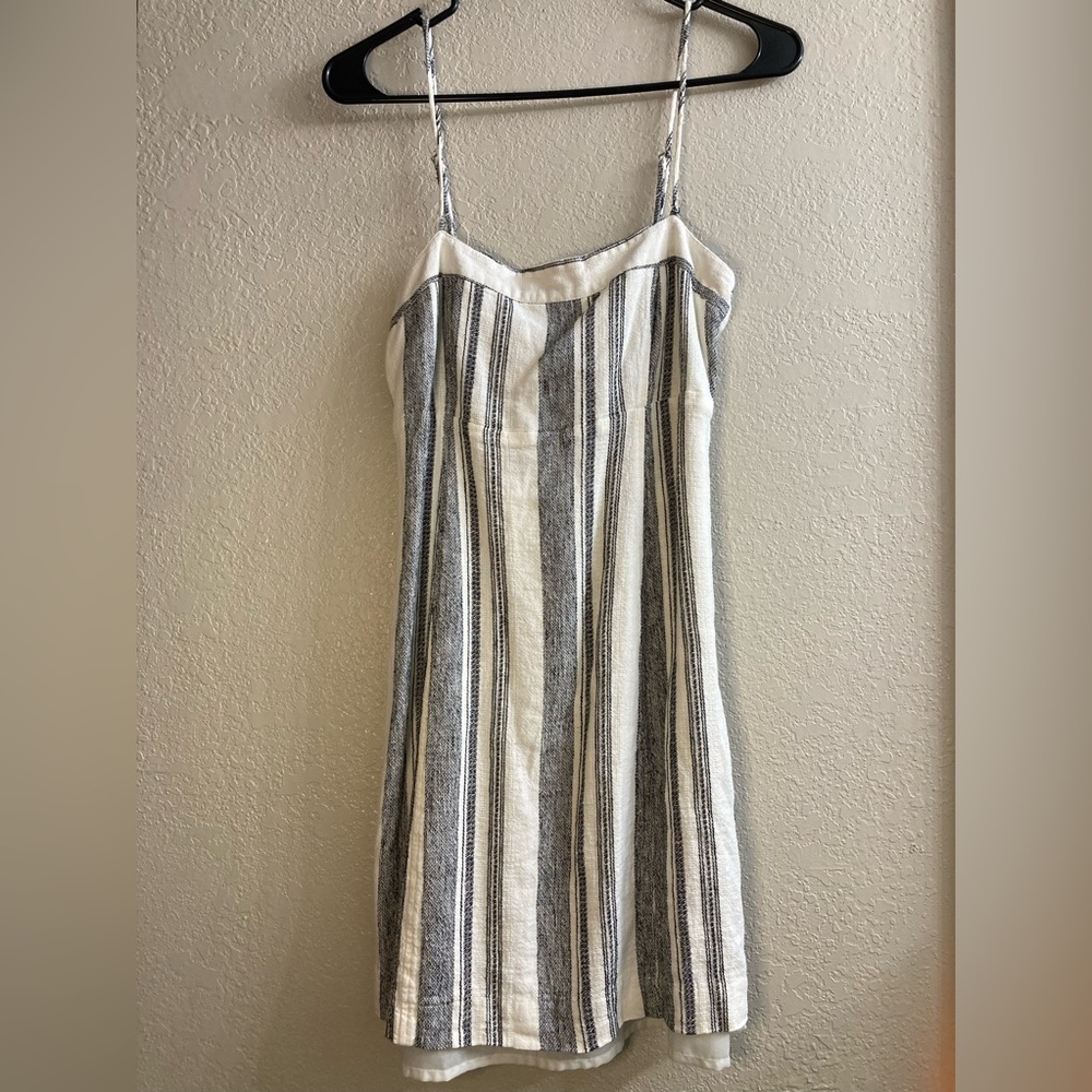 White and black striped mini dress